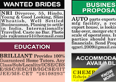 Daily Hindi Milap Situation Wanted display classified rates